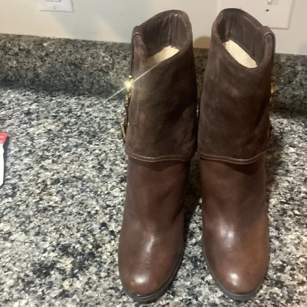 Sale! Michael Kors Heeled Ankle Boots women leather suede Sz 10